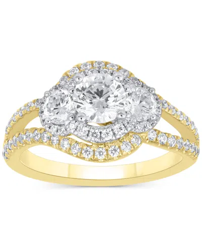 Macy's Diamond Halo Ring (1-1/2 Ct. T.w.) In 14k White Or Yellow Gold In Gold