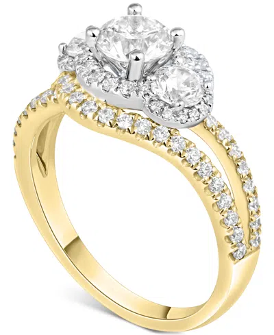 Macy's Diamond Halo Ring (1-1/2 Ct. T.w.) In 14k White Or Yellow Gold In Gold