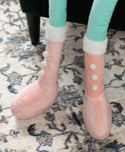 Glitzhome 60" Christmas Oversized Fabric Nutcracker With Dangle Legs In Multi