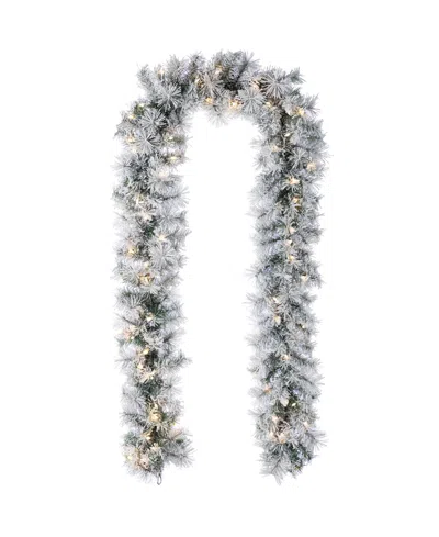 Glitzhome Pre-lit Snow Flocked Greenery Pine Christmas Teardrop And Matched Garlands, Set Of 3 In Multi
