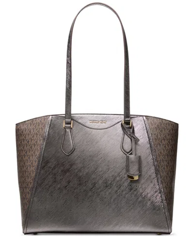 Michael Kors Taryn Large Dual Finish Tote In Brown