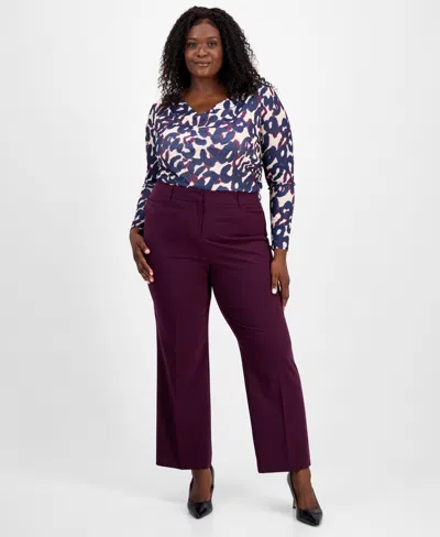 Tahari Asl Plus Size Flare-leg Pants In Purple