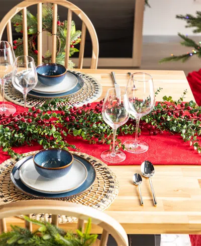 Glitzhome Christmas Greenery Dripping Eucalyptus Garlands With Berries, Set Of 2 In Multi