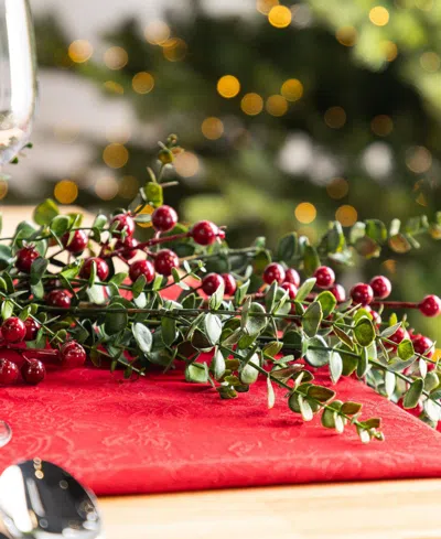 Glitzhome Christmas Greenery Dripping Eucalyptus Garlands With Berries, Set Of 2 In Multi