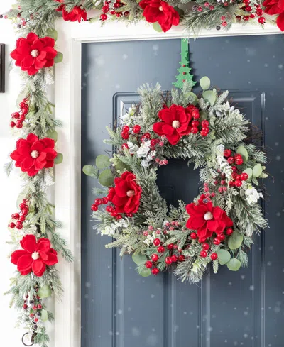 Glitzhome Christmas Magnolia Berry Garlands, Set Of 2 In Multi