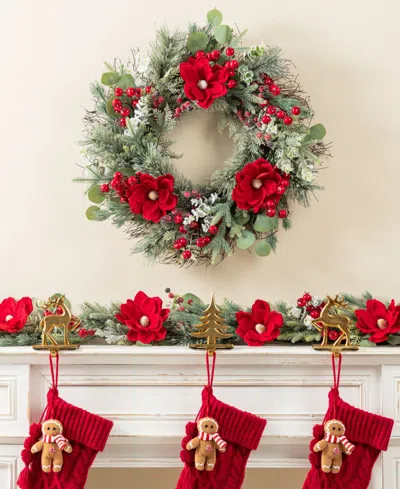 Glitzhome Christmas Magnolia Berry Garlands, Set Of 2 In Multi