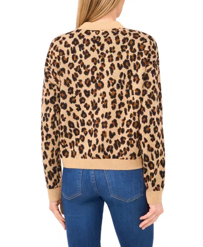 Cece Leopard Jacquard Wool-blend Cardigan In Animal Print