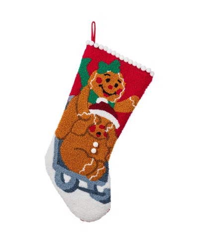 Glitzhome 21" Hooked Gingerbread Man Christmas Stocking In Multi