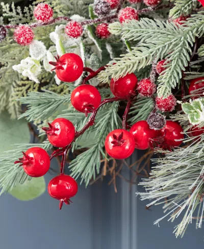 Glitzhome 24" Christmas Magnolia Berry Wreath In Multi