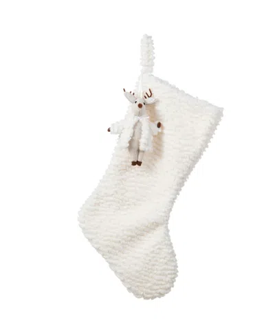Glitzhome 21" Plush Christmas Stocking With Complimentary Reindeer Ornament In Multi