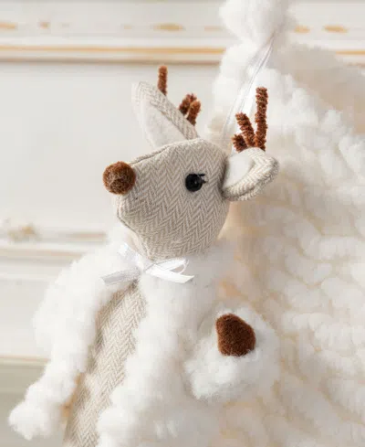 Glitzhome 21" Plush Christmas Stocking With Complimentary Reindeer Ornament In Multi