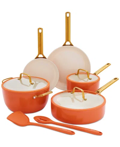 Greenpan Reserve Pro 10-piece Ceramic Nonstick Cookware Set In Orange