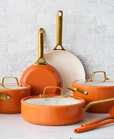 Greenpan Reserve Pro 10-piece Ceramic Nonstick Cookware Set In Orange