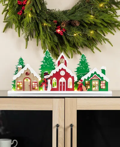 Glitzhome 20" Lighted Wooden Christmas Villages In Multi