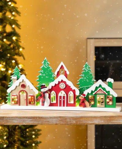 Glitzhome 20" Lighted Wooden Christmas Villages In Multi