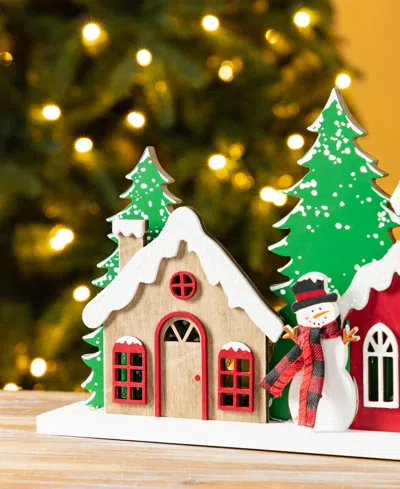 Glitzhome 20" Lighted Wooden Christmas Villages In Multi