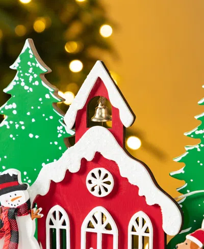 Glitzhome 20" Lighted Wooden Christmas Villages In Multi