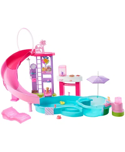 Barbie Dream Pool Playset With Slide And Bubbling Hot Tub 20 Plus Accessories Including Pet In Multi