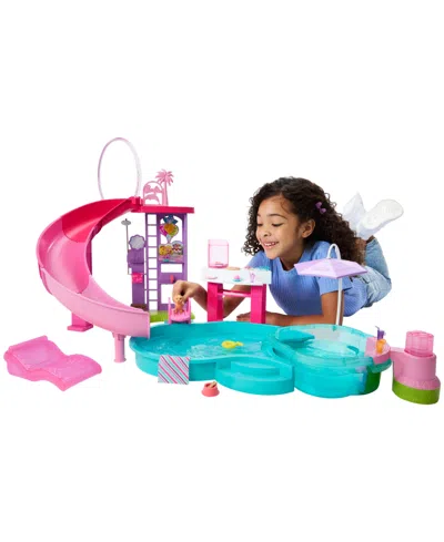 Barbie Dream Pool Playset With Slide And Bubbling Hot Tub 20 Plus Accessories Including Pet In Multi