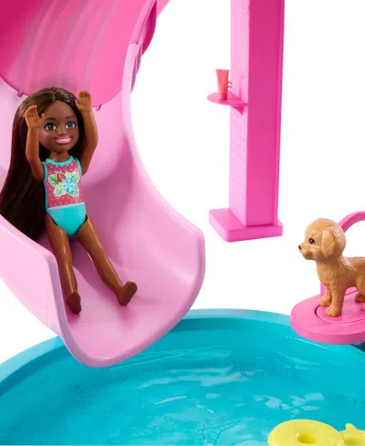 Barbie Dream Pool Playset With Slide And Bubbling Hot Tub 20 Plus Accessories Including Pet In Multi