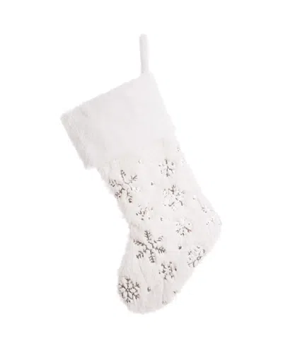 Glitzhome Plush With Snowflake Christmas Stockings, Set Of 4 In Multi