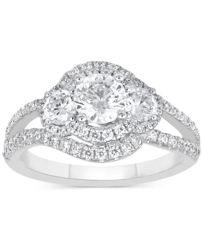Macy's Diamond Halo Ring (1-1/2 Ct. T.w.) In 14k White Or Yellow Gold In Silver