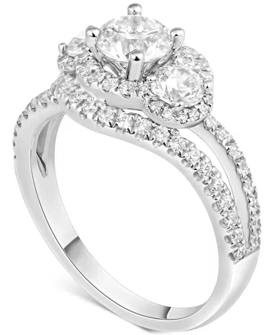 Macy's Diamond Halo Ring (1-1/2 Ct. T.w.) In 14k White Or Yellow Gold In Silver
