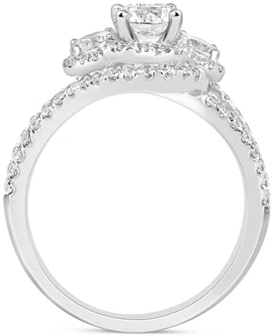 Macy's Diamond Halo Ring (1-1/2 Ct. T.w.) In 14k White Or Yellow Gold In Silver