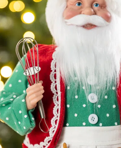 Glitzhome 18" Faux Fur Christmas Chef Santa Figurine In Multi