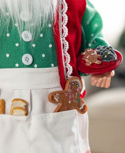 Glitzhome 18" Faux Fur Christmas Chef Santa Figurine In Multi