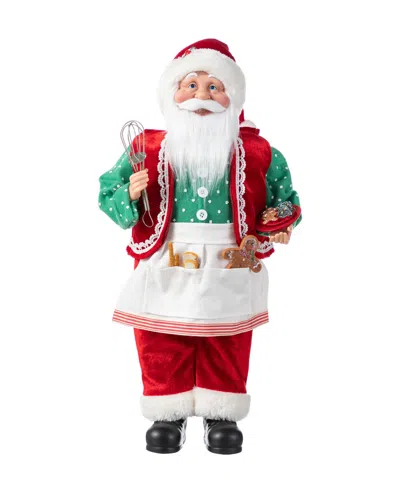 Glitzhome 18" Faux Fur Christmas Chef Santa Figurine In Multi