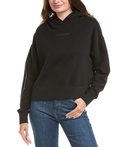 Canada Goose Womens Muskoka Rubberised-branding Cotton-jersey Hoody Black