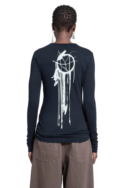 Ann Demeulemeester Fiene Printed Long Sleeve T-shirt In Blue