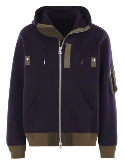 Sacai Men's Sponge Sweat Hoodie In Purple
