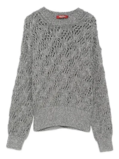 Max Mara Diamond-patterned Cordonnet Sweater In Gray