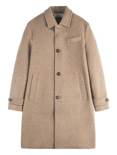 Fay Wool Coat With Hook And Multiple Pockets In Brown