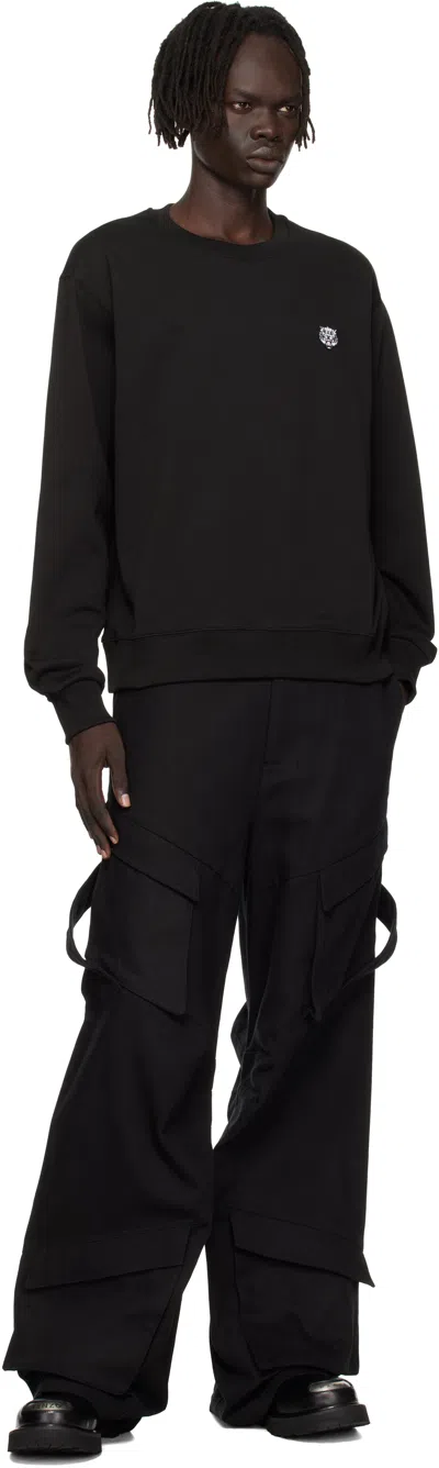 Kenzo Wild Tiger Crew Neck Sweatshirt Ribbed Cuffs Hem In Black