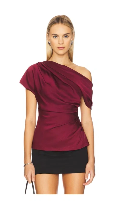 Simkhai Women's Phoebe Draped Satin Top In Cranberry In Purple