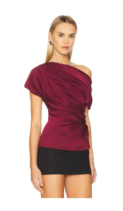 Simkhai Women's Phoebe Draped Satin Top In Cranberry In Purple
