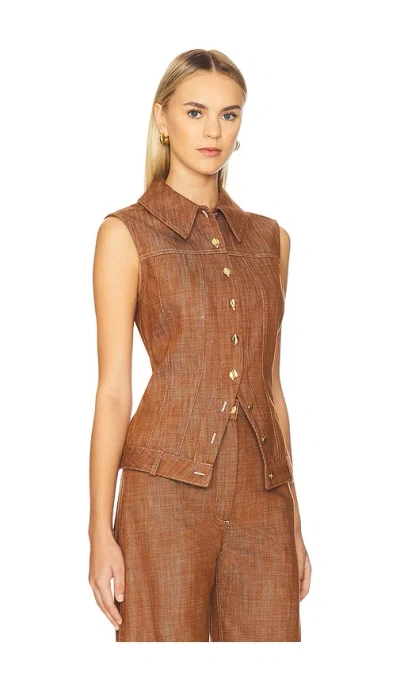 Matthew Bruch Collared Button Down Vest In Blue