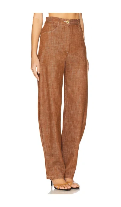 Matthew Bruch High-waist Barrel Wide Leg In Brown