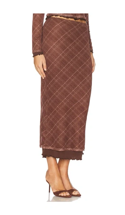 Line & Dot Richard Plaid Midi Skirt In Multi