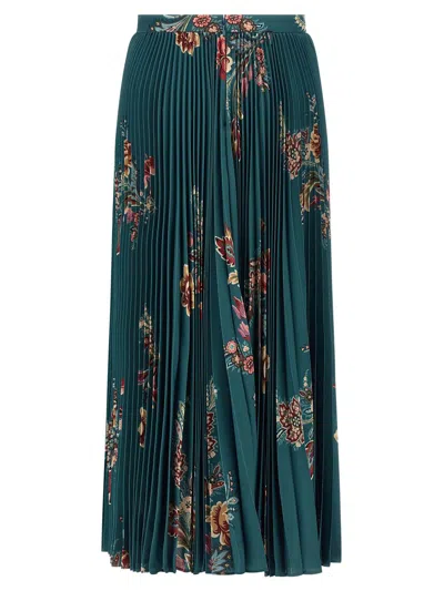 Etro Pleated Skirt Skirts Multicolor In Blue