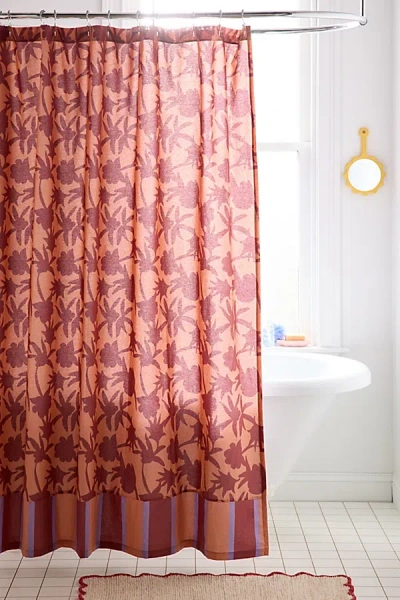 Urban Outfitters Natalia Botanical Patterned Shower Curtain In Blush At  In Red