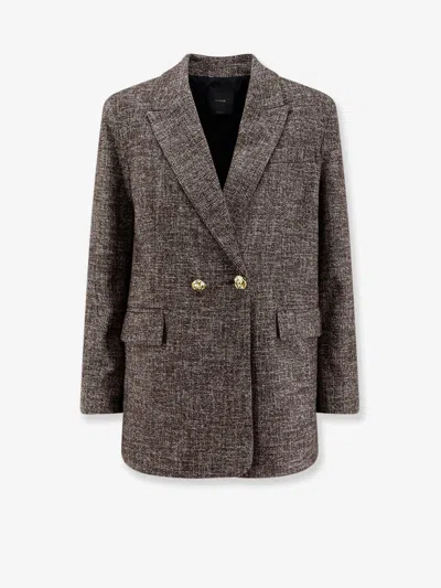 Pinko Double-breasted Flannel Blazer In Gray