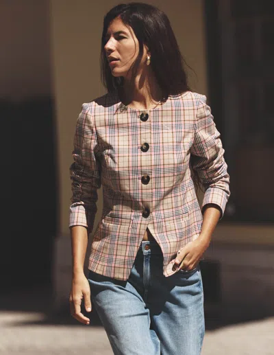 Boden Hampstead Check Blazer-brown, Pink & Navy  Check Female