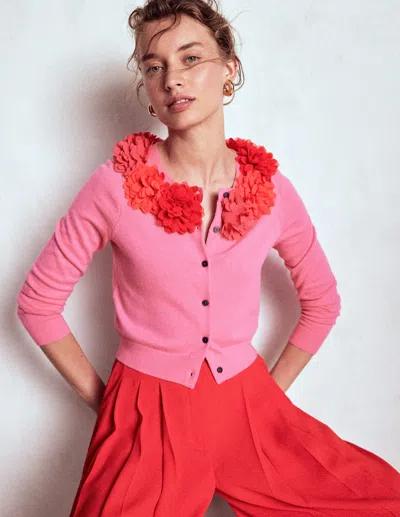 Boden Crew Neck Cropped Cardigan-pink Ribbon Female
