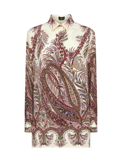 Etro Paisley Print Silk Shirt With Collared Neck In Multi
