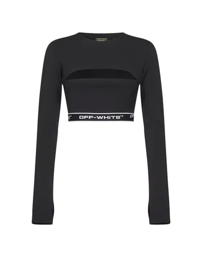 Off-white Logo-detail Long-sleeves Top In Black