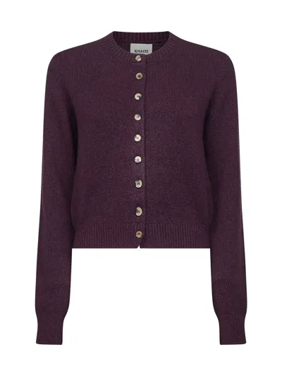 Khaite Everheart Cashmere Knit Cardigan In Burgundy